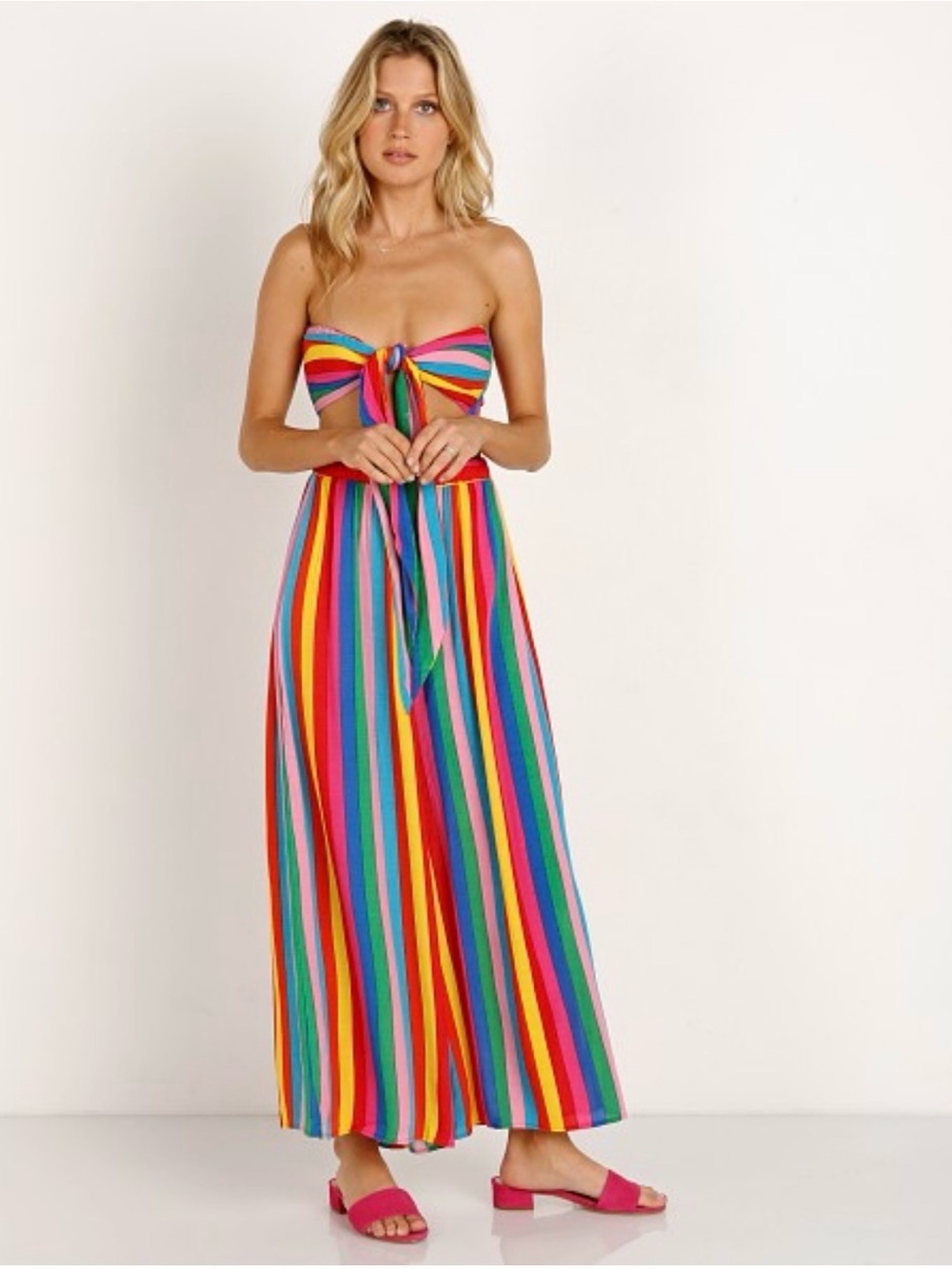 Show Me Your MuMu Explorer Pants Tulum Stripe Rainbow Wide Leg Palazzo XS